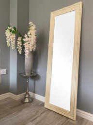 Downton Interiors Antique Style Cream Tall Ornate Dressing Wall Mirror With Bevelled Glass 142Cm - thumbnail 1