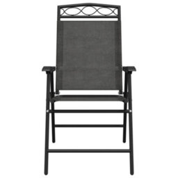 Folding Garden Chairs 4 Pcs Melange Grey Steel And Textilene - Cushion Not Included - thumbnail 5