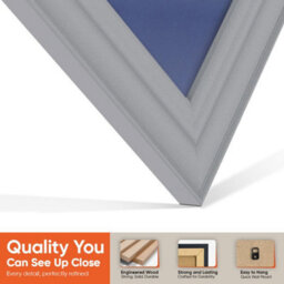 "AK Frames 25X17"" Silver Classic Vinyl Record Frame With Blue Mount For 12 Inch Lp Cover & Disc - Overlapped Design" - thumbnail 3
