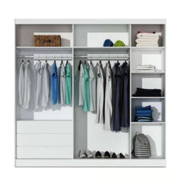 Arte Dubai 226Cm Sliding Door Wardrobe - White With Bold Purple Glass Stripe - thumbnail 2