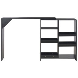 Berkfield Bar Table With Moveable Shelf Black 138X39X110 Cm - thumbnail 3