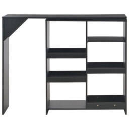 Berkfield Bar Table With Moveable Shelf Black 138X39X110 Cm - thumbnail 2