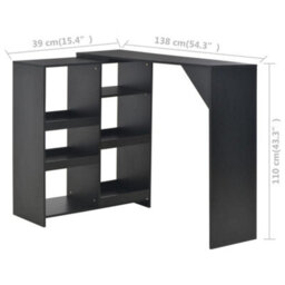 Berkfield Bar Table With Moveable Shelf Black 138X39X110 Cm - thumbnail 6