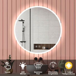 Probaty Bathrooms 600mm Round Led Mirror 3-Color Backlit With Anti-Fog Ip44,memory Function,touch Sensor Wall Vanity Mirror - thumbnail 3