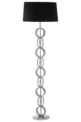 Orsina Floor Lamp With Multi Ring Base, High Gloss Nickel Chain Design, Black Fabric Shade Standing Lamp - image 1