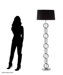 Orsina Floor Lamp With Multi Ring Base, High Gloss Nickel Chain Design, Black Fabric Shade Standing Lamp - thumbnail 2