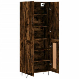 Berkfield Highboard Smoked Oak 69.5X34X180 Cm Engineered Wood - thumbnail 4