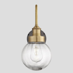 Industville Swan Neck Outdoor & Bathroom Wall Light, Brass, Globe Glass - thumbnail 2