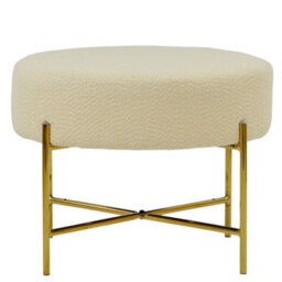 Lakeland Furniture Avon Cream Boucle Gold Leg Foot Stool - thumbnail 1
