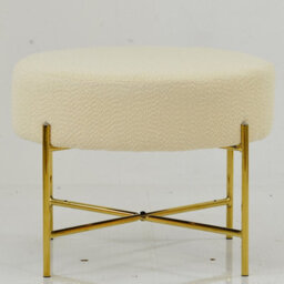 Lakeland Furniture Avon Cream Boucle Gold Leg Foot Stool - thumbnail 2