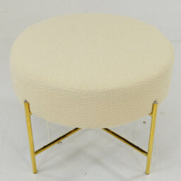 Lakeland Furniture Avon Cream Boucle Gold Leg Foot Stool - thumbnail 3
