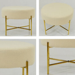 Lakeland Furniture Avon Cream Boucle Gold Leg Foot Stool - thumbnail 4