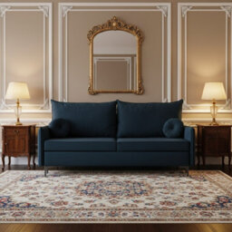 Leon M 3 Seater Upholstered Sofa Bed With Storage Pull Out Sleeping Function Cushions Included Blue - thumbnail 1
