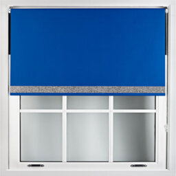 Furnished Blue Blackout Roller Blind With Silver Glitter Edge - Trimmable (W)55Cm X (L)165Cm - thumbnail 1