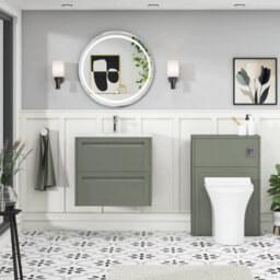 Royal Bathrooms Elmore 600mm Traditional Wall Hung 2 Drawer Bathroom Vanity Unit With Sintered Stone Basin Sink - Matt Green - thumbnail 4