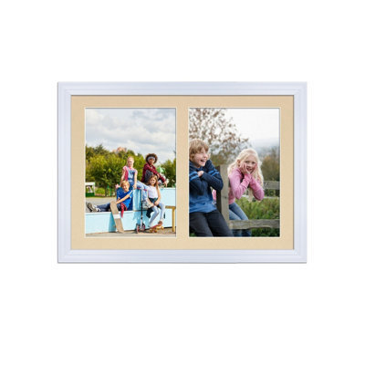 AK Frames 20X14 White Classic Multi Photo Frame With Ivory Mount - Holds 2 Apertures (2X) A4 Photos - image 1