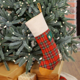 Dibor Red Tartan Patchwork Xmas Gift Decoration Christmas Stocking For Kids - thumbnail 3