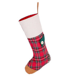 Dibor Red Tartan Patchwork Xmas Gift Decoration Christmas Stocking For Kids - thumbnail 2
