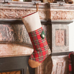 Dibor Red Tartan Patchwork Xmas Gift Decoration Christmas Stocking For Kids - thumbnail 1