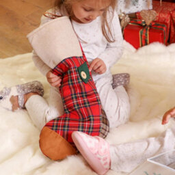 Dibor Red Tartan Patchwork Xmas Gift Decoration Christmas Stocking For Kids - thumbnail 5