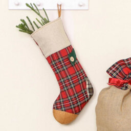 Dibor Red Tartan Patchwork Xmas Gift Decoration Christmas Stocking For Kids - thumbnail 4