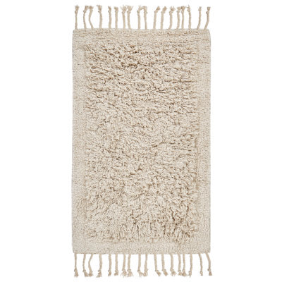 Beliani Cotton Bath Mat 50 X 80 Cm Beige Oltan - image 1