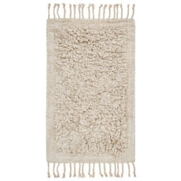 Beliani Cotton Bath Mat 50 X 80 Cm Beige Oltan - thumbnail 1