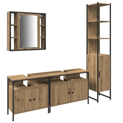 Berkfield Industrial 4 Piece Bathroom Furniture Set In Artisan Oak