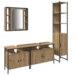 Berkfield Industrial 4 Piece Bathroom Furniture Set In Artisan Oak