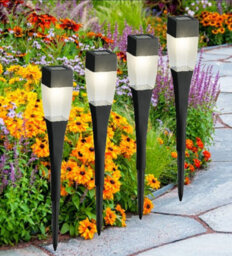 Lumineo 12 X Solar Powered Garden Pathway Stake Light Square Led Post Light Warm White 27.5Cm - thumbnail 6