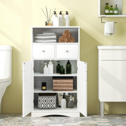 Costway Bathroom Floor Cabinet Home Office Storage Organizer W/2 Drawers & Adjustable Shelves - thumbnail 5