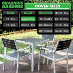 Gracious Gardens Square 150X150X75Cm Outdoor Patio Waterproof Garden Furniture Cover, Weatherproof Rattan Sofa Protector - thumbnail 4