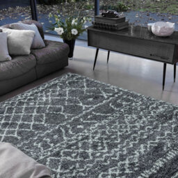 Grey Cream Geometric Luxurious Modern Shaggy Easy To Clean Rug For Dining Room-160Cm X 230Cm - thumbnail 1