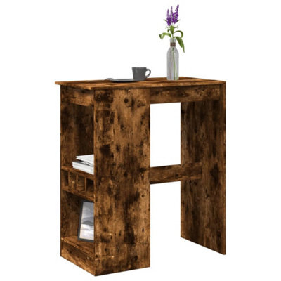Berkfield Bar Table With Racks Smoked Oak 90X47.5X103.5 Cm Engineered Wood - image 1