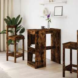 Berkfield Bar Table With Racks Smoked Oak 90X47.5X103.5 Cm Engineered Wood - thumbnail 3