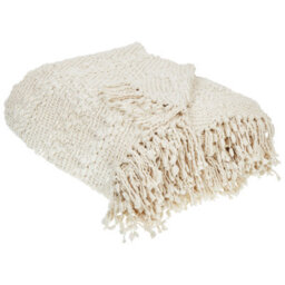 Beliani Blanket Vella Fabric 150 X 200 Cm Off-White