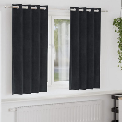 Berkfield Blackout Curtains With Eyelets 2 Pcs Black Velvet - image 1