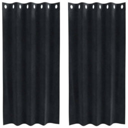 Berkfield Blackout Curtains With Eyelets 2 Pcs Black Velvet - thumbnail 2