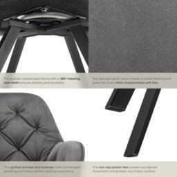 Tectake Set Of 2 Armchair Lucia - Padded, Quilted Pattern, 180 Degree Swivel Chair  - Anthracite - thumbnail 5