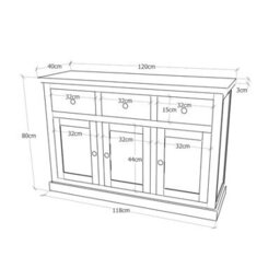 Cabinet Bits Bomporto Light Grey 3 Drawer 3 Door Sideboard Brass Knob - thumbnail 8
