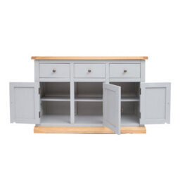 Cabinet Bits Bomporto Light Grey 3 Drawer 3 Door Sideboard Brass Knob - thumbnail 5