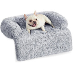 Songmics Cozy Dog Sofa Bed, Calming Pet Couch With Cover, Medium Size For Small Dogs, Comfortable Sleep, Grey Ombré - thumbnail 6