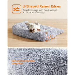 Songmics Cozy Dog Sofa Bed, Calming Pet Couch With Cover, Medium Size For Small Dogs, Comfortable Sleep, Grey Ombré - thumbnail 4