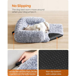 Songmics Cozy Dog Sofa Bed, Calming Pet Couch With Cover, Medium Size For Small Dogs, Comfortable Sleep, Grey Ombré - thumbnail 5