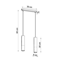 Sollux Lighting Borgio Concrete & Steel Black 2 Light Classic Pendant Ceiling Light - thumbnail 4