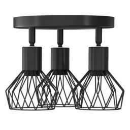 Emitto 3-Way Spotlight Ceiling Light Adjustable Vintage Black E14 Metal Fixture - thumbnail 3