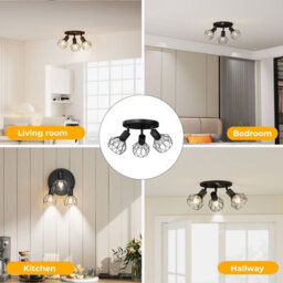 Emitto 3-Way Spotlight Ceiling Light Adjustable Vintage Black E14 Metal Fixture - thumbnail 9