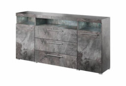 Arte Elegant Schiefer India 25 Sideboard Cabinet, 2 Doors, 3 Drawers, Open Shelves, Optional Led, H920mm W1820mm D390mm - thumbnail 1