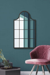 "Mirroroutlet Arcus - Black Metal Framed Arched Wall Mirror 41"" X 24"" (104Cm X 62Cm)" - thumbnail 2