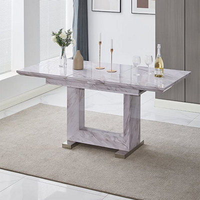 Furniture in Fashion Lorence Extendable High Gloss Dining Table In Grey Marble Effect - image 1